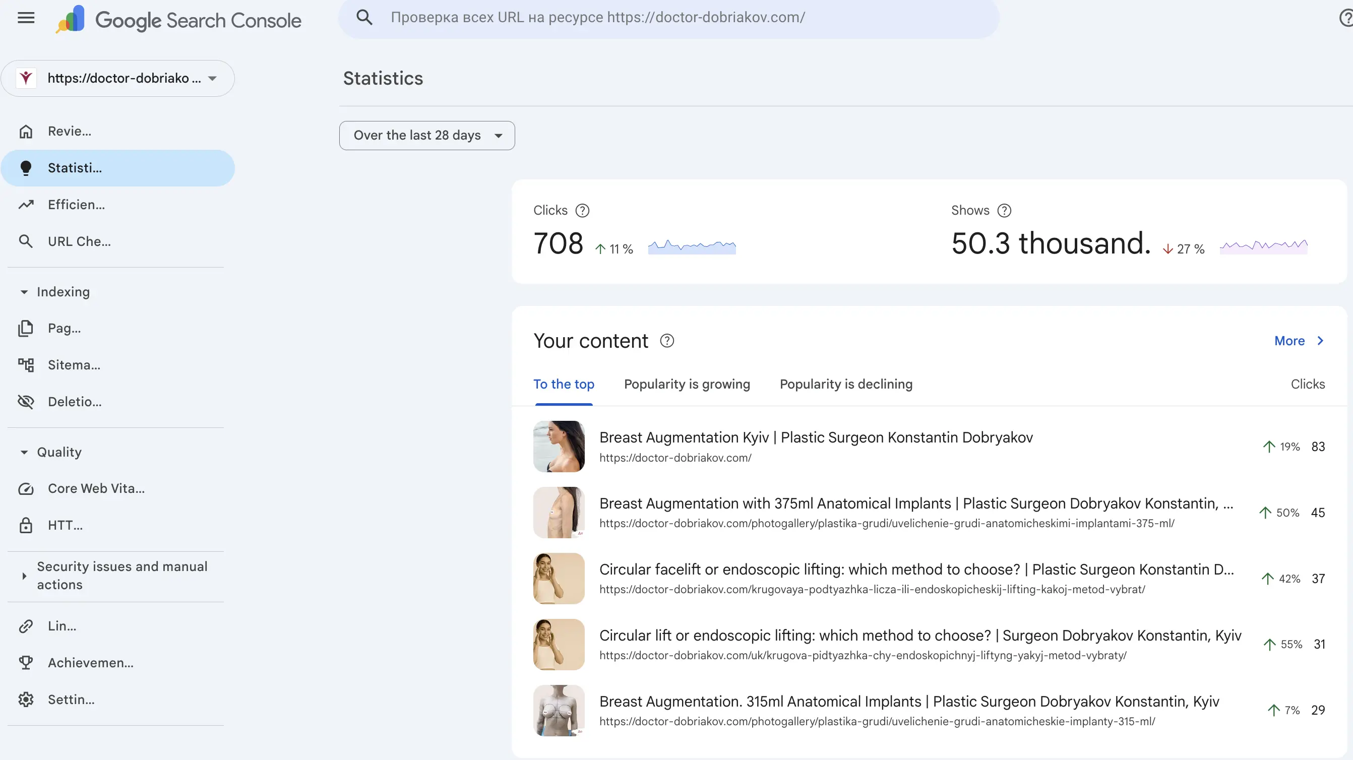 We improved the situation for the client doctor-dobriakov.com by increasing targeted traffic