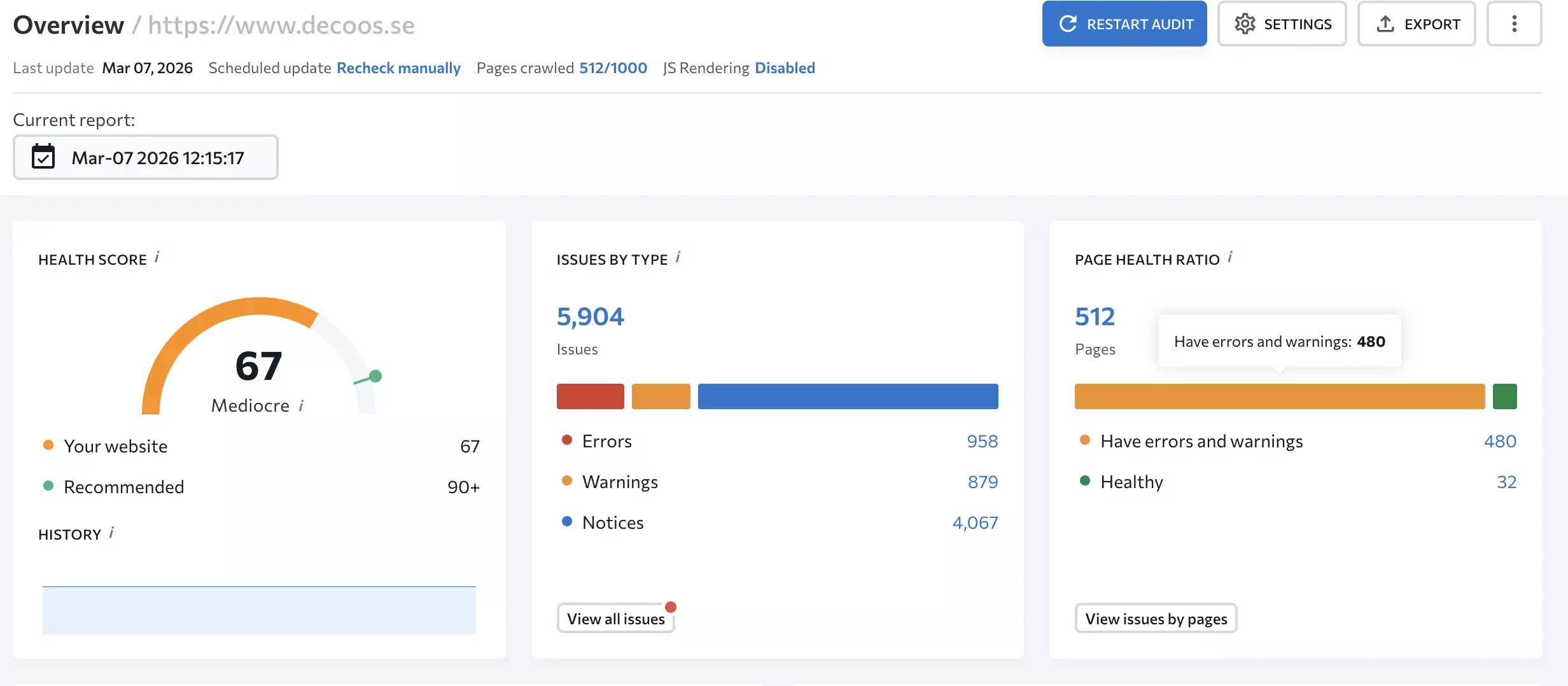 Example from our client decoos.se, a beauty salon in Malmö, showing large-scale website errors