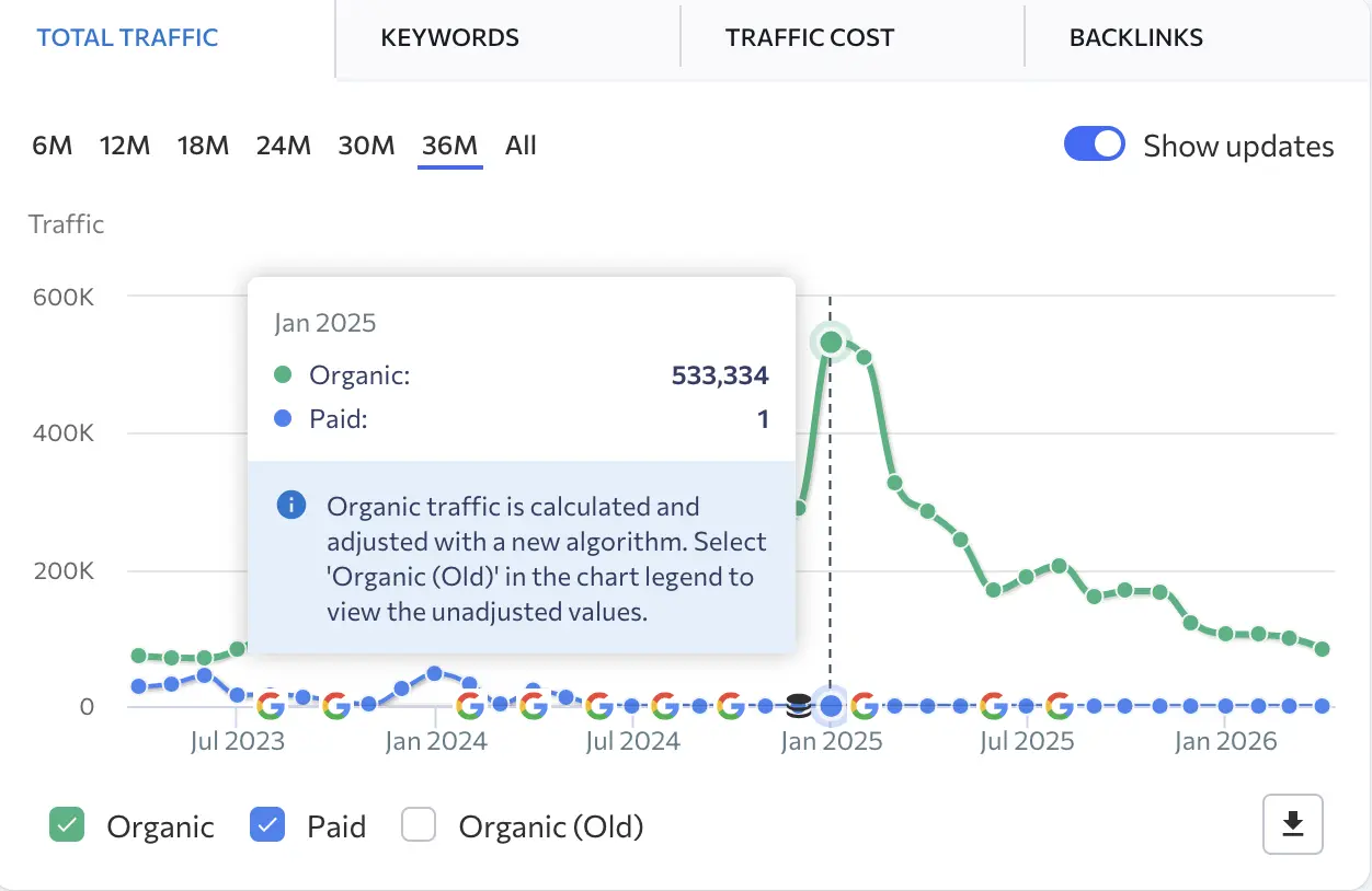 During the first 6 months of active work, the project showed strong growth across SEO metrics.